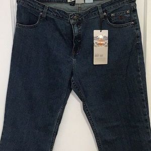 Harley-Davidson, mid rise boot cut jeans.